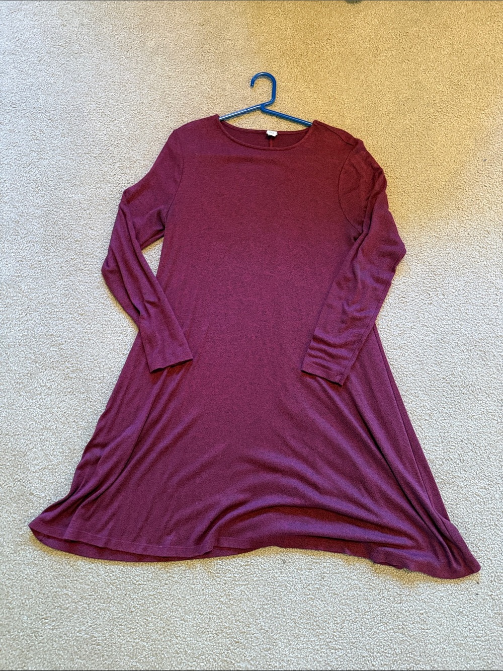 Old Navy Long Sleeve Swing Dress in Burgundy Plum
